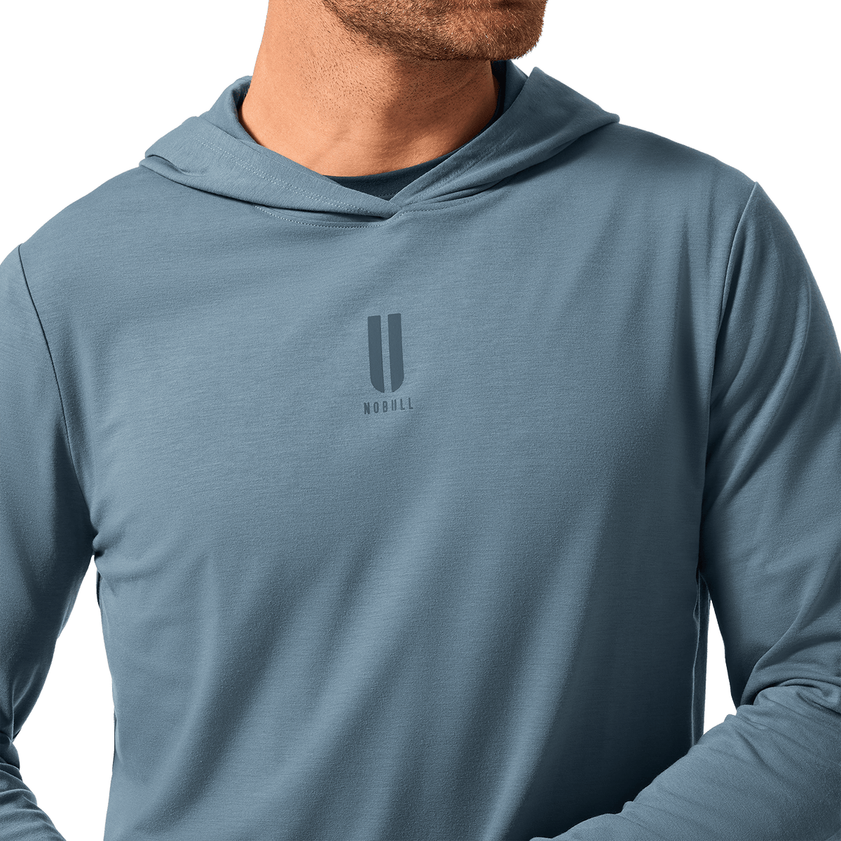 Men's Storm Cloud Adapt Hoodie Front Detail Angle.