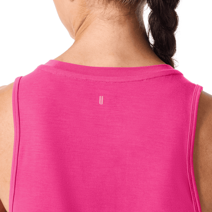 Women's Signal Pink NOBULL Muscle Tank Back Detail Angle.