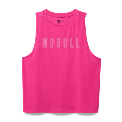 Women's Signal Pink NOBULL Muscle Tank Flat Lay Angle.