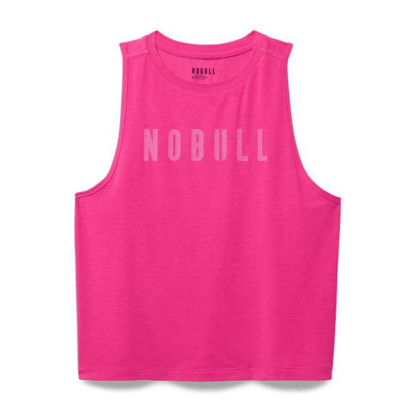 Women's Signal Pink NOBULL Muscle Tank Flat Lay Angle.