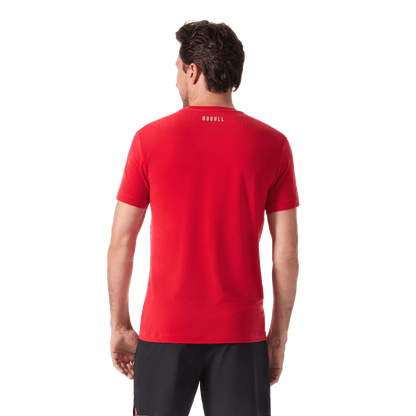 Men's Equestrian Red U NOBULL Tee Back Waist Up Angle.