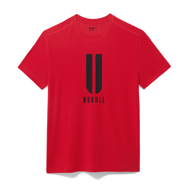 Men's Equestrian Red U NOBULL Tee Flat Lay Angle.