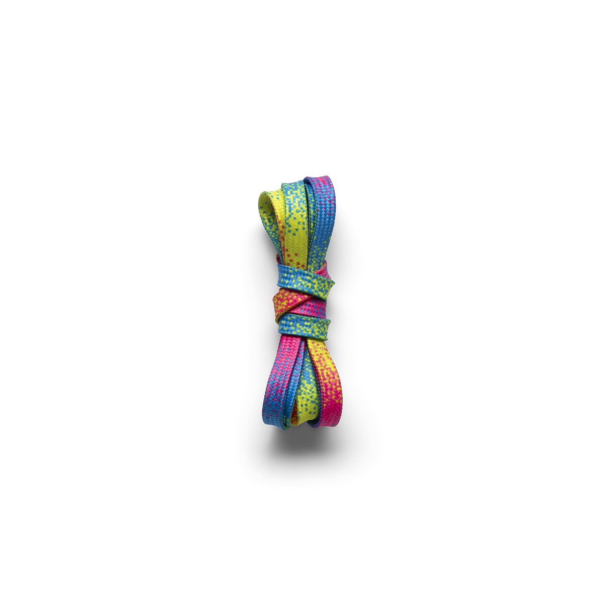 Neon Glitch Shoelaces Tied in a Knot.