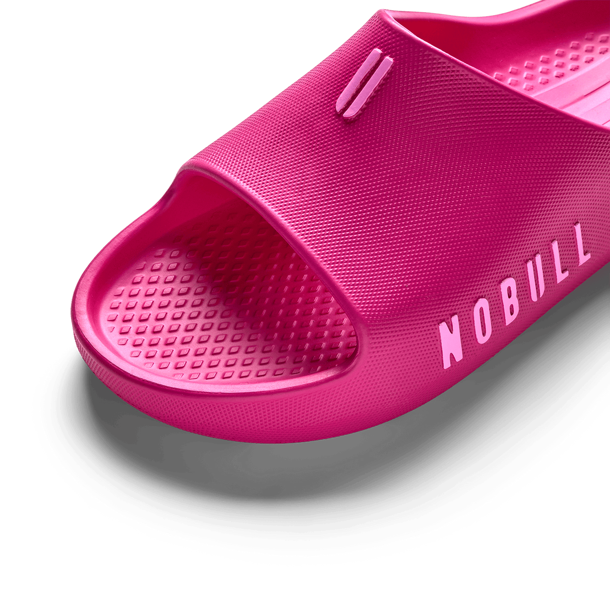 Women's Signal Pink Recharge Slide Detail Angle.
