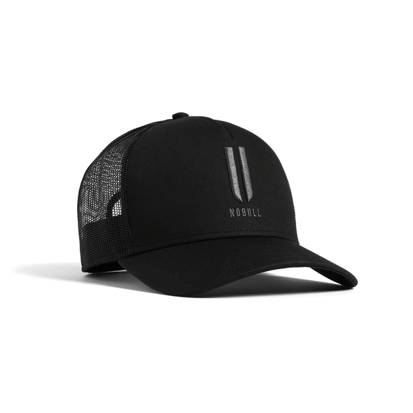 Black NOBULL Trucker Hat Front Angle.