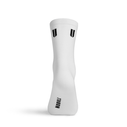 White Crew Performance Sock Back Silhouette Angle.
