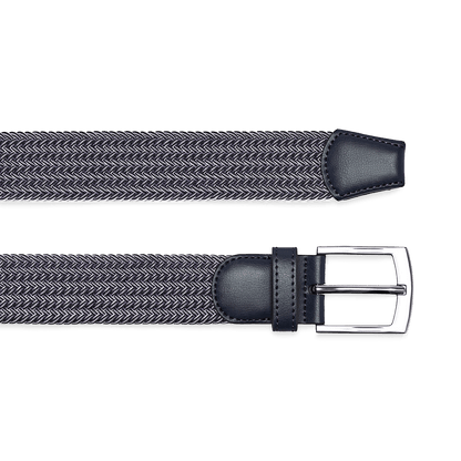 Made to Move Navy Belt Buckle and Woven Detail Angle.