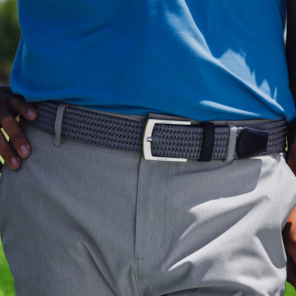Made to Move Navy Belt Front on Body.