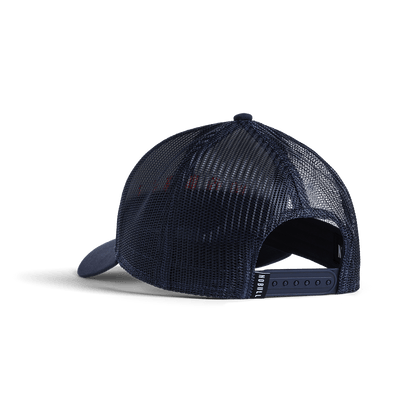 Night Navy Cayenne NOBULL Low Profile Trucker Hat Back Angle.