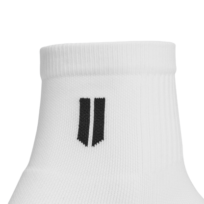 White Quarter Crew Performance Sock Detail Angle.