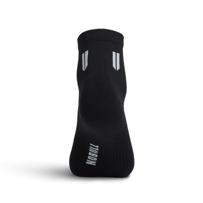 Black Quarter Crew Performance Sock Back Silhouette Angle.