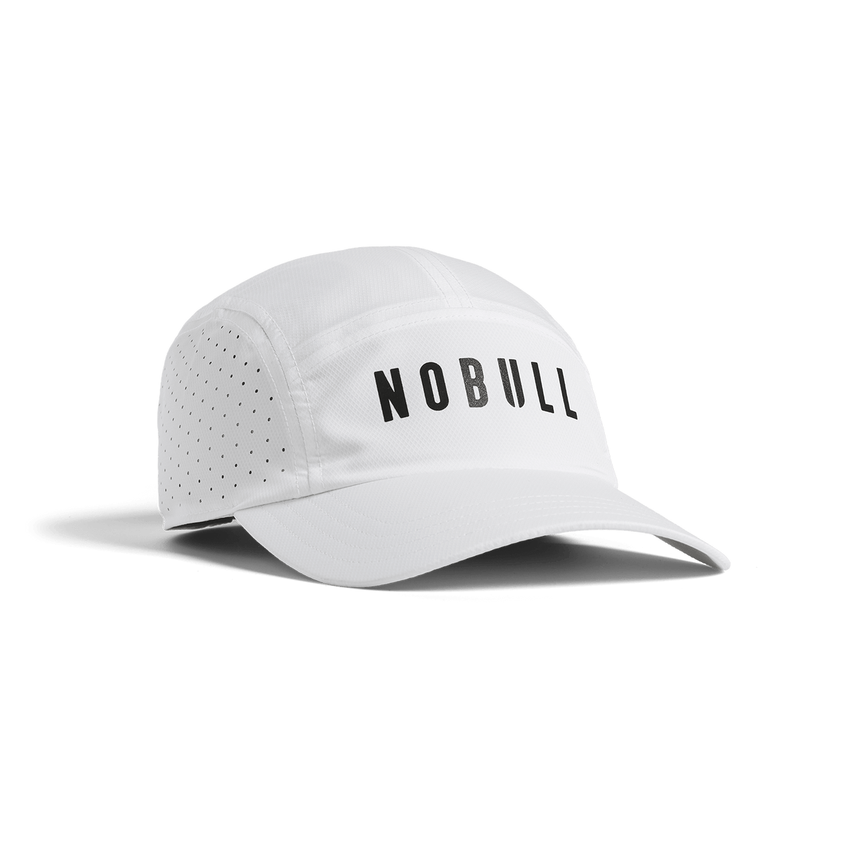 White NOBULL Performance Hat Front Angle.