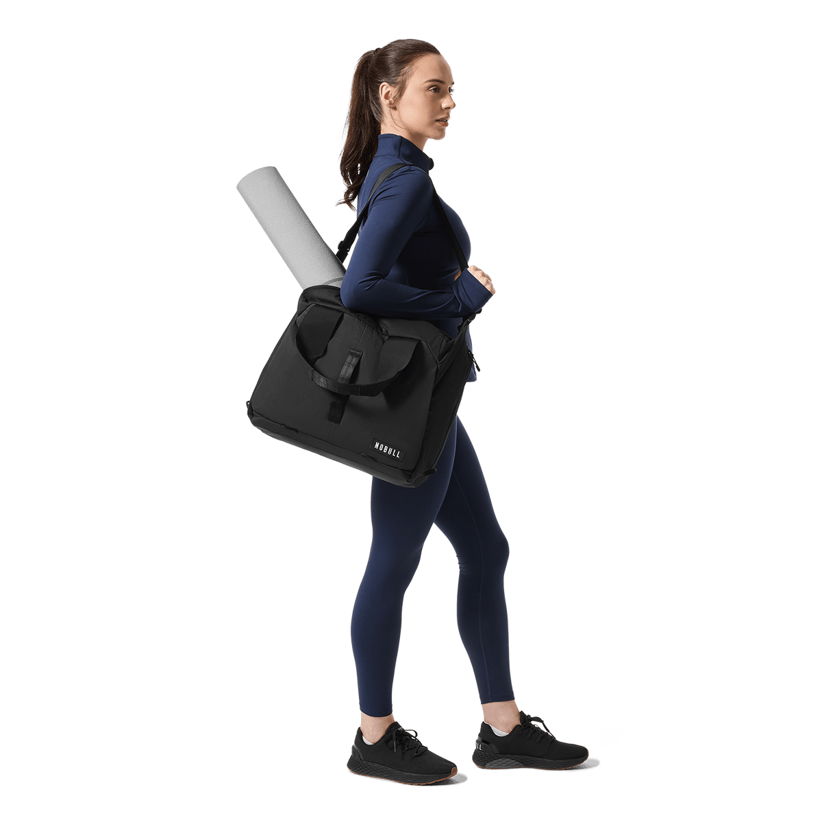 NOBULL Black Carryall Tote On Body Angle.