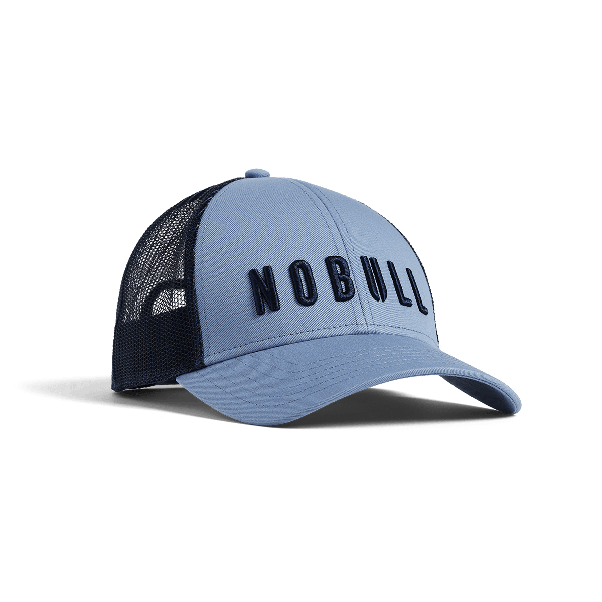 Winward Blue Night Navy NOBULL Low Profile Trucker Hat Front Angle.