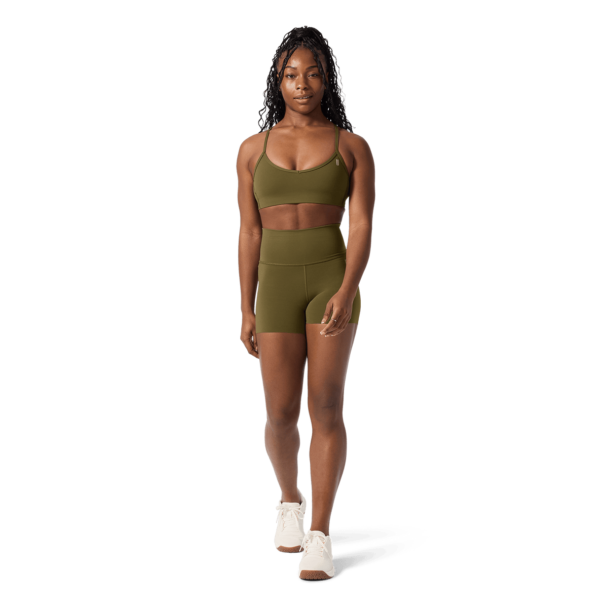 Drive Tactical Green Thin Strap Bra Front Full Body Angle.