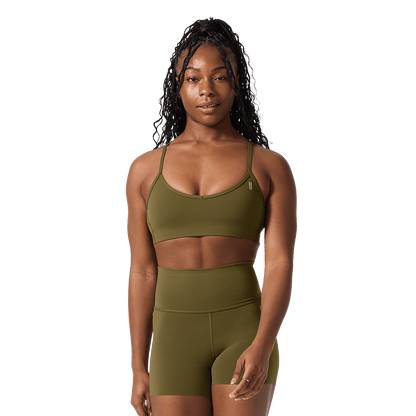 Drive Tactical Green Thin Strap Bra Front Angle.
