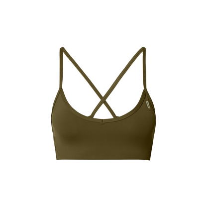 Drive Tactical Green Thin Strap Bra Front Silhouette Angle.
