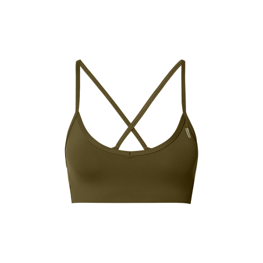 Drive Tactical Green Thin Strap Bra Front Silhouette Angle.