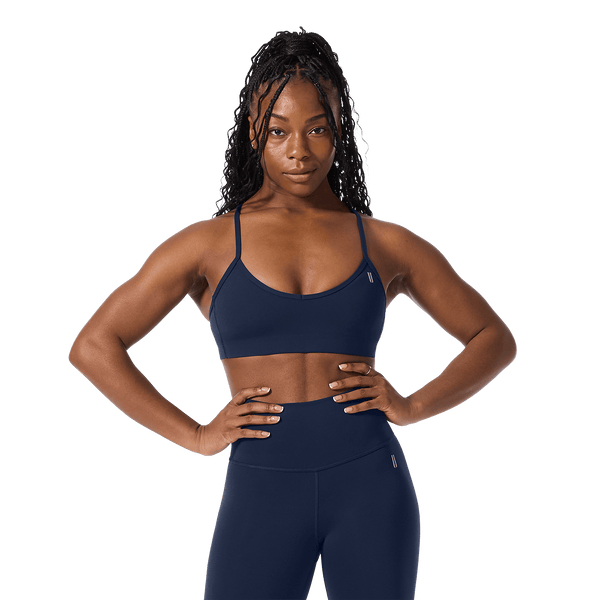 Drive Night Navy Thin Strap Bra Front Angle.