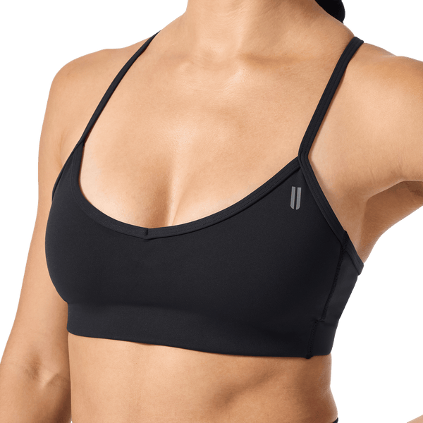 Drive Black Thin Strap Bra Front Detail Angle.