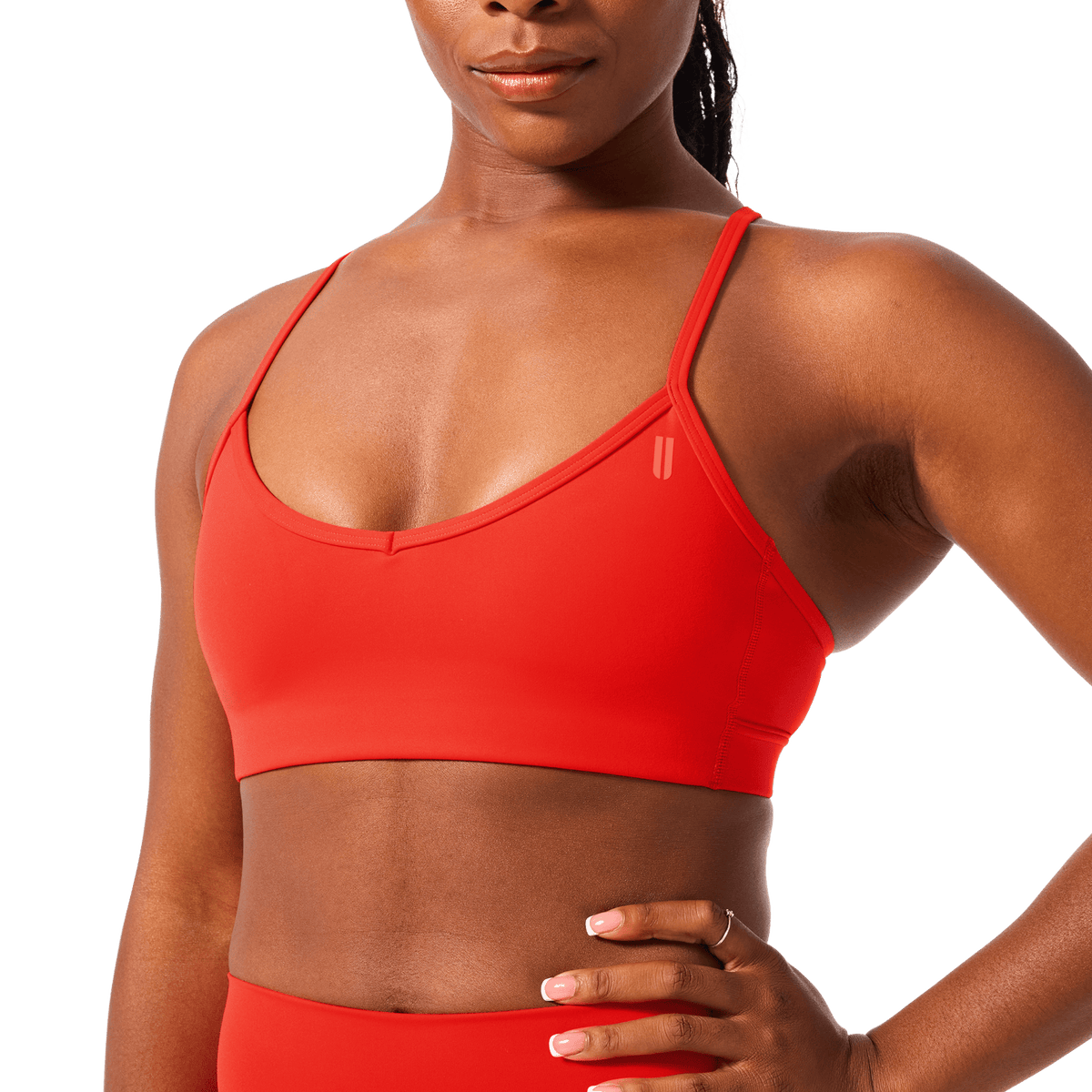 Women's Cayenne Drive Thin Strap Bra Front Detail Angle.