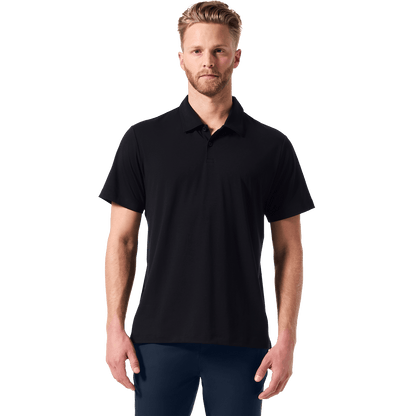 Black Men's Public Rec Adapt Polo Front On Body Angle.