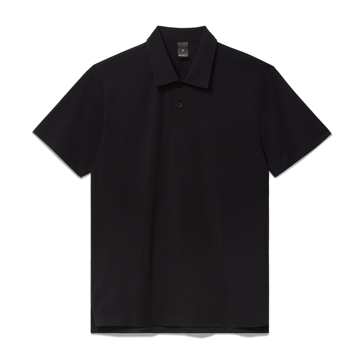 Black Men's Public Rec Adapt Polo Flat Lay Angle.