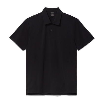 Black Men's Public Rec Adapt Polo Flat Lay Angle.