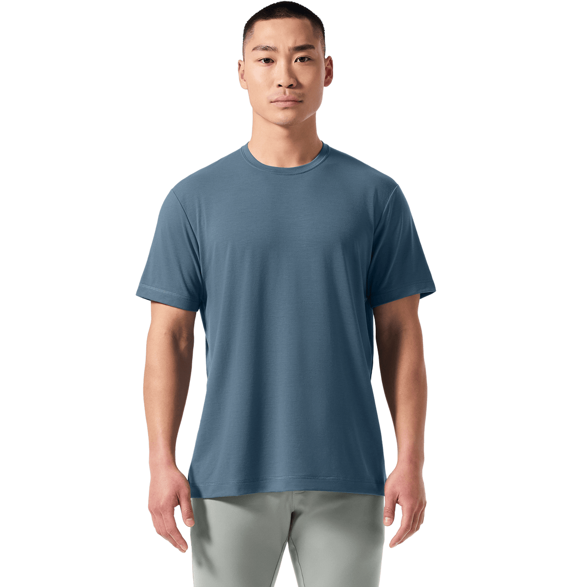 Storm Cloud Men's Public Rec Adapt Tee Front On Body Angle.
