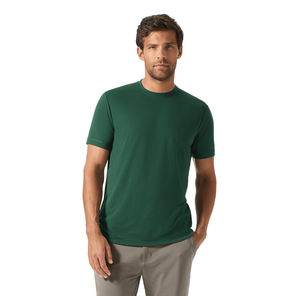 Men's Pineneedle NOBULL x Public Rec Adapt Tee Front Waist Up Angle.