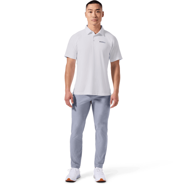 Men's White All Fore It Polo Front Full Body Angle.