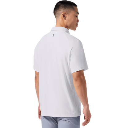 Men's White All Fore It Polo Back On Body Angle.
