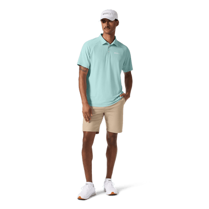 Men's Blue Haze All Fore It Polo Front Full Body Angle.