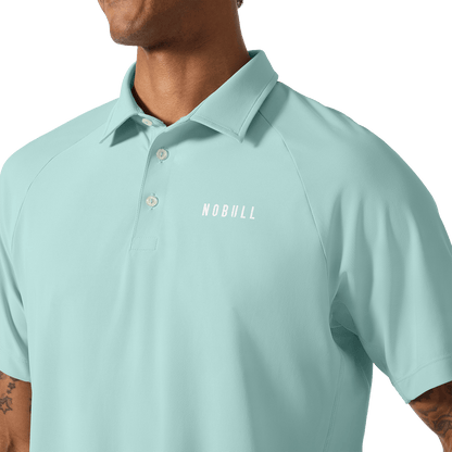 Men's Blue Haze All Fore It Polo Detail Angle.