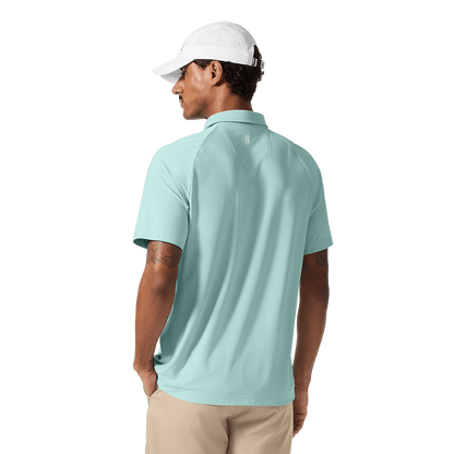 Men's Blue Haze All Fore It Polo Back Upper Body Angle.