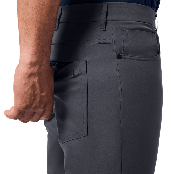 Slate Public Rec Men's Dealmaker 5-Pocket Pant Back Pocket Detail Angle.