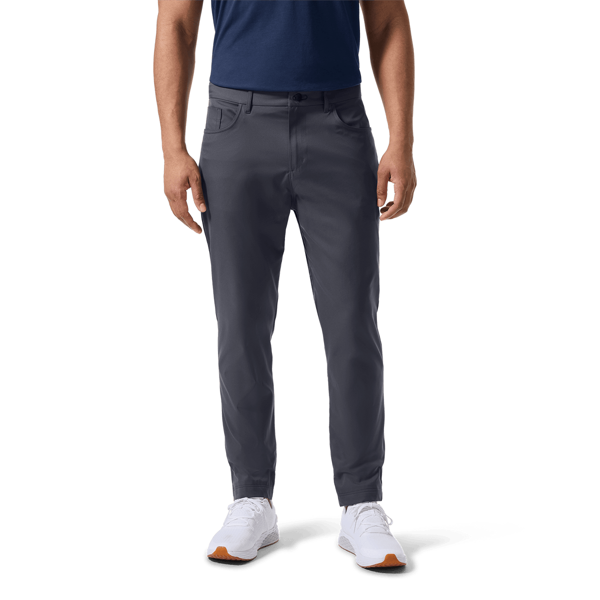Slate Public Rec Men's Dealmaker 5-Pocket Pant Front Lower Body Angle.