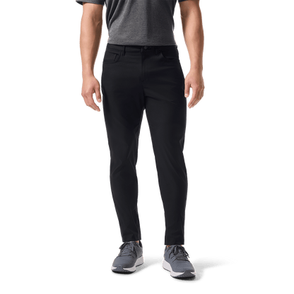 Black Public Rec Men's Dealmaker 5-Pocket Pant Front Lower Body Angle.