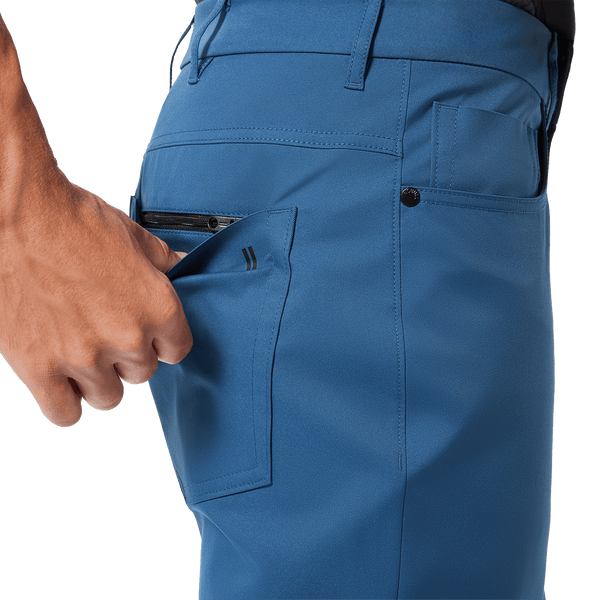 Men's Naval Blue Dealmaker 5-Pocket Pant Detail Angle.