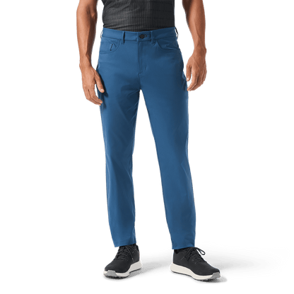 Men's Naval Blue Dealmaker 5-Pocket Pant Bottom Waist Angle.