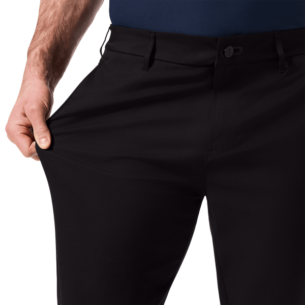 Black Men's Public Rec Dealmaker Chino+ Pants Stretch Detail Angle.