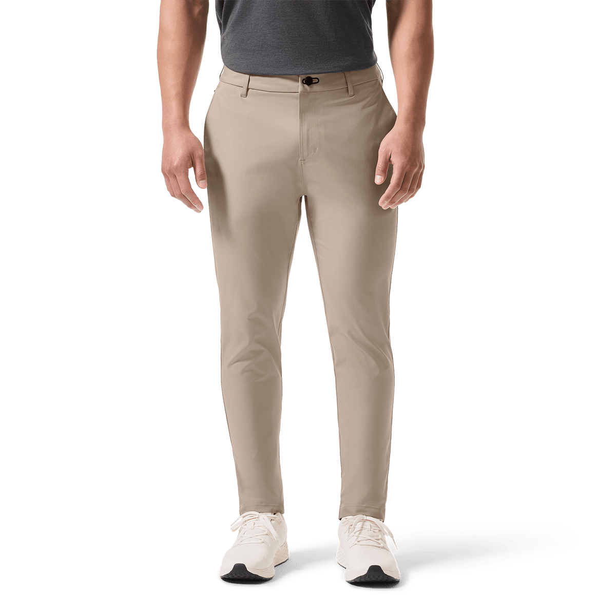Sand Public Rec Men's Dealmaker Chino+ Pants Front Lower Body Angle.