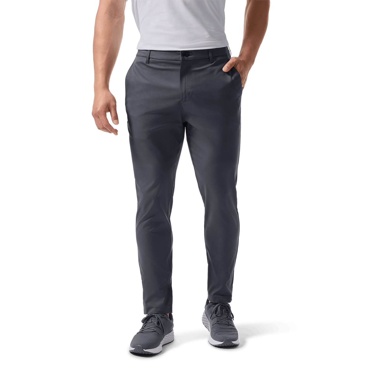 Slate Public Rec Men's Dealmaker Chino+ Pants Front Lower Body Angle.