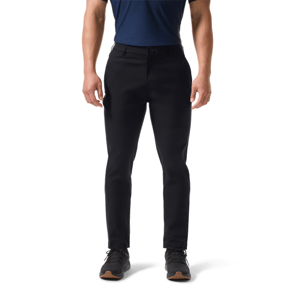 Black Men's Public Rec Dealmaker Chino+ Pants Front Lower Body Angle.