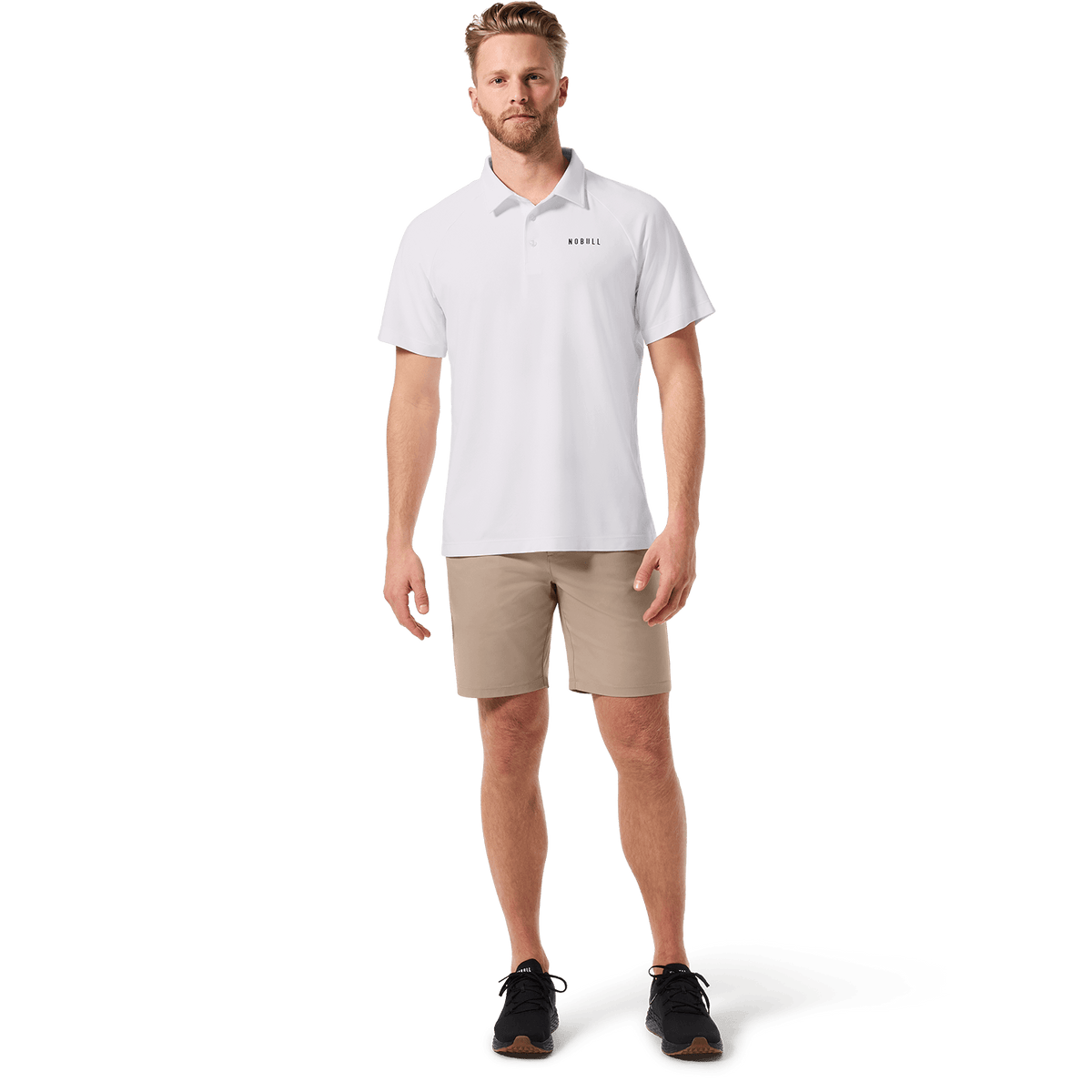 Sand Dealmaker Chino+ Short Front Full Body Angle.
