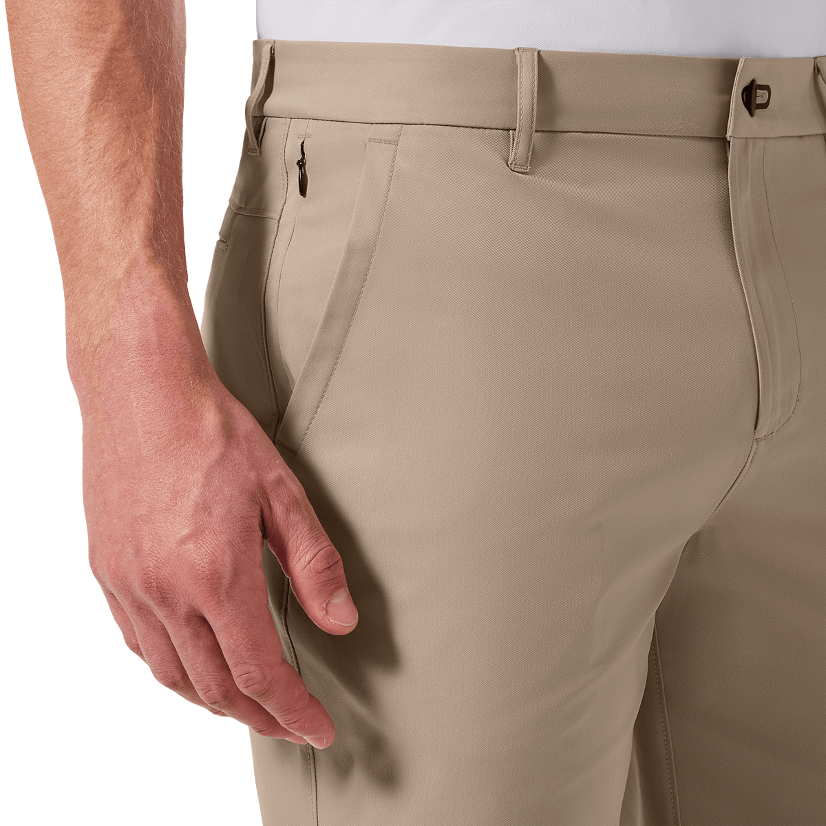 Sand Dealmaker Chino+ Short Pocket Detail Angle.