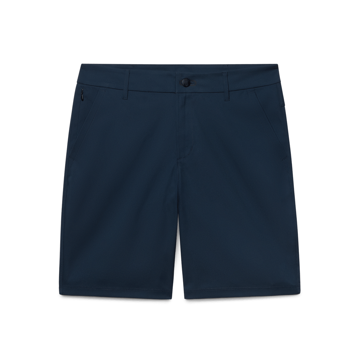Men's Public Rec Navy Dealmaker Chino+ Short Flat Lay Angle.
