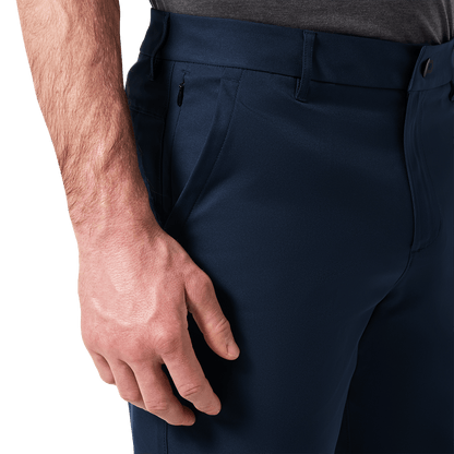 Men's Public Rec Navy Dealmaker Chino+ Short Pocket Detail Angle.