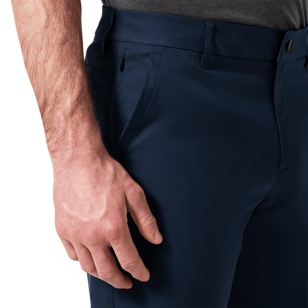Men's Public Rec Navy Dealmaker Chino+ Short Pocket Detail Angle.