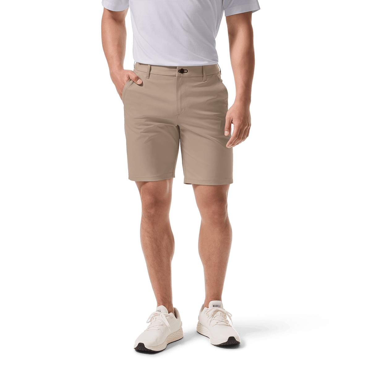 Sand Dealmaker Chino+ Short Front Lower Body Angle.